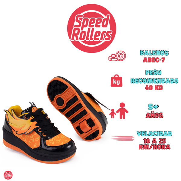 Tenis Patín Speed Rollers Fenix Fuego Roller Naranja