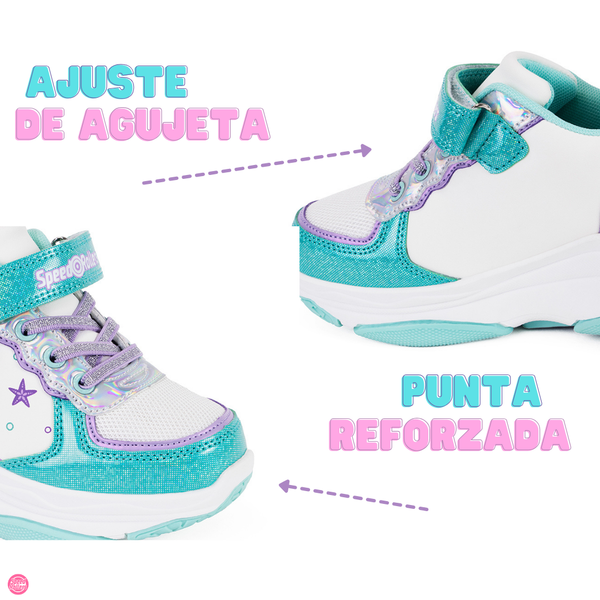 Tenis Patín Speed Rollers Star Morado Multicolor Shine Para Niña