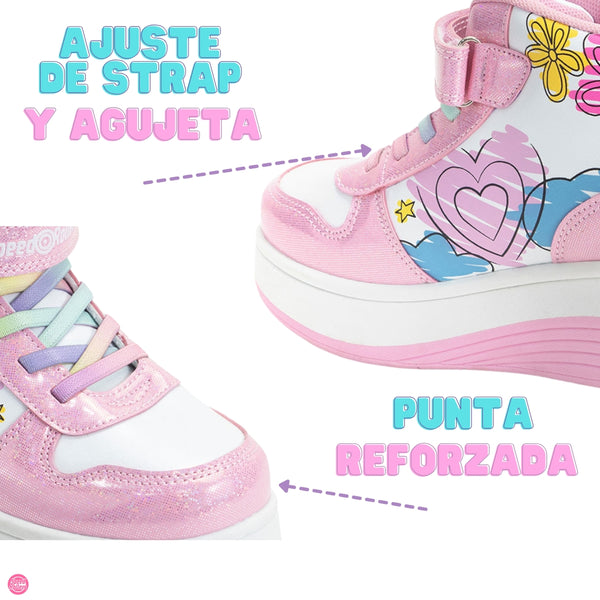 Tenis Patín Speed Rollers Style Doodles Rollers Rosa Para Niña