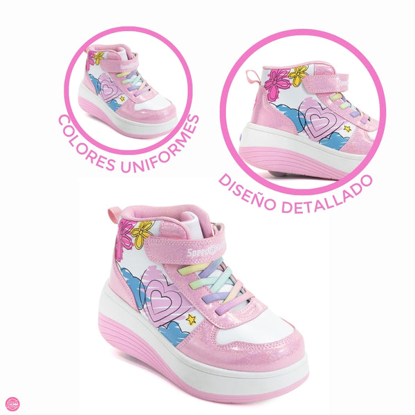 Tenis Patín Speed Rollers Style Doodles Rollers Rosa Para Niña