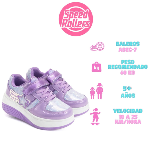 Tenis Patín Speed Rollers Style Shooting Star Speed Morado Para  Niña