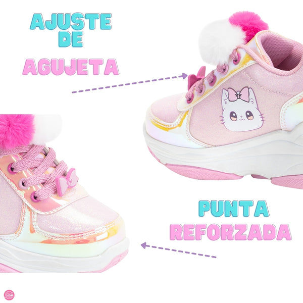 Tenis Patín Speed Rollers Style Bow Kitty Rosa Para Niña
