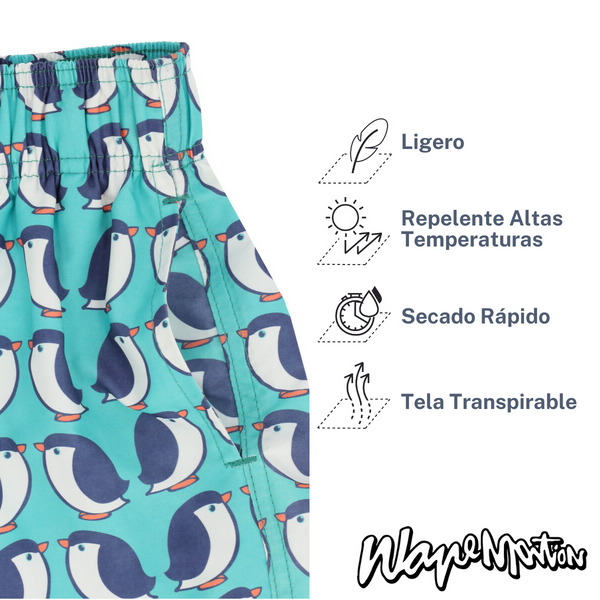 Traje De Baño WAVE Motion Pingüinos Aqua