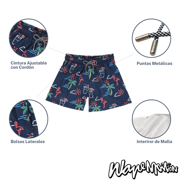 Traje De Baño WAVE Motion Tropical Night Azul Marino