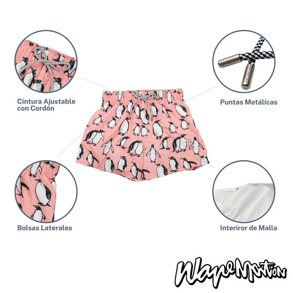 Traje De Baño Wave Motion Pingüinos Peach