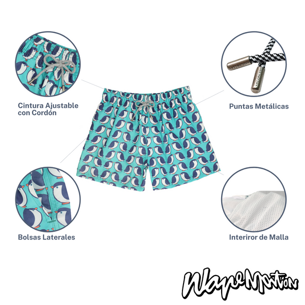 Traje De Baño WAVE Motion Pingüinos Aqua