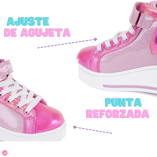 Tenis Patín High Speed Rollers Pink Butterfly Roller Rosa