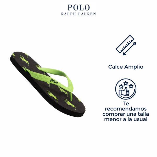 Sandalia Polo Ralph Lauren Style Amino Negro con Verde