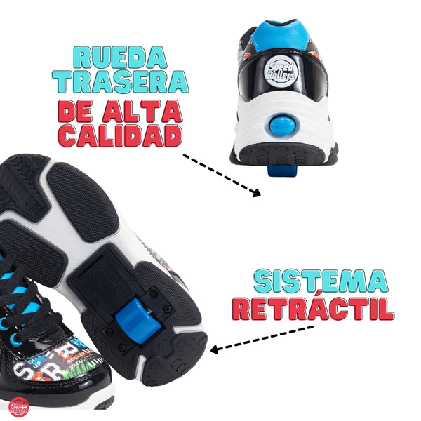 Tenis Patín Speed Rollers Style Street Skate Negro Para Niño