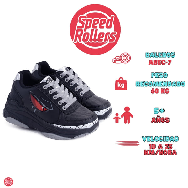 Tenis Patín Speed Rollers Style Dark Smile Negro Para Niño