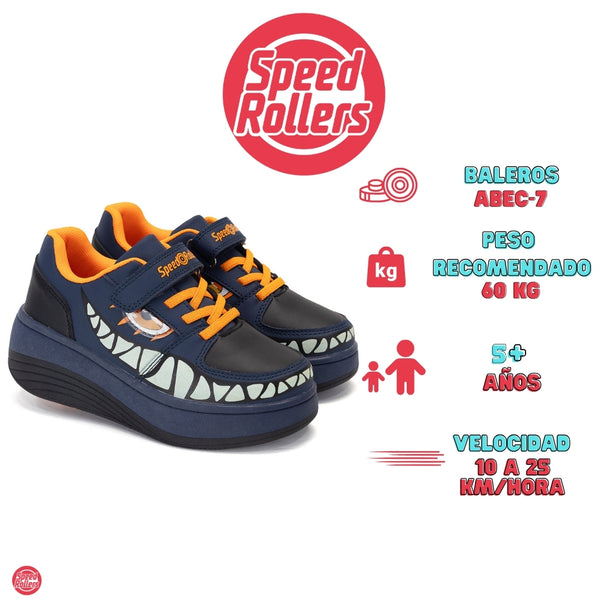Tenis Patín Speed Rollers Style Speed Wolf Azul Para Niño
