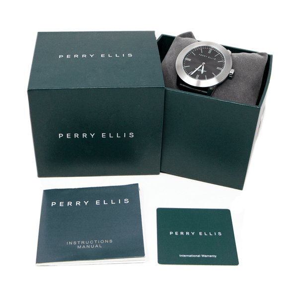 Reloj Perry Ellis Para Hombre Slim Line Negro De 46 mm