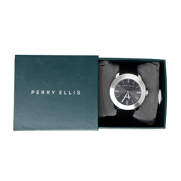 Reloj Perry Ellis Para Hombre Slim Line Negro De 46 mm