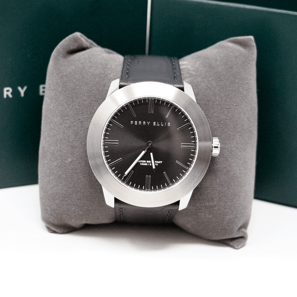 Reloj Perry Ellis Para Hombre Slim Line Negro De 46 mm