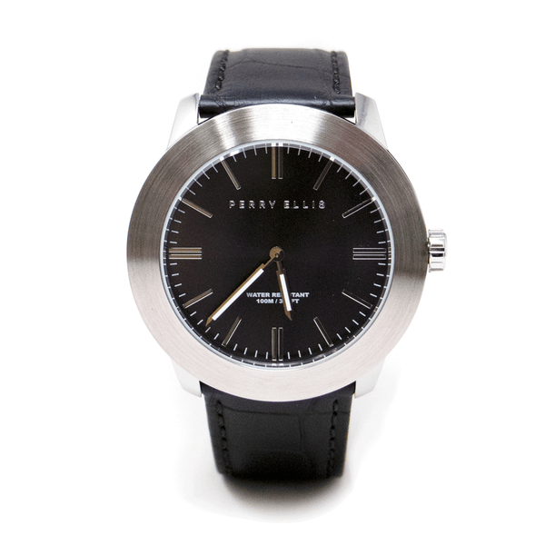 Reloj Perry Ellis Para Hombre Slim Line Negro De 46 mm