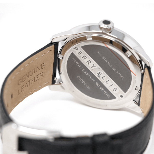 Reloj Perry Ellis Para Hombre Slim Line Negro De 46 mm