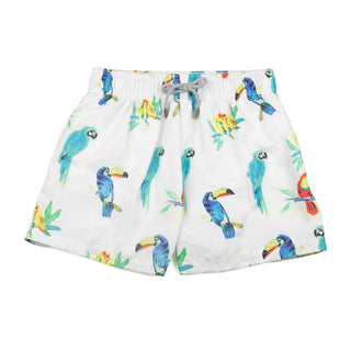 Traje De Baño Wave Motion Aves Tropicales Blanco