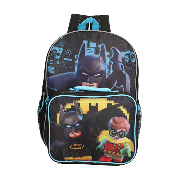 Kit Mochila Lego Batman Y Robín Negro