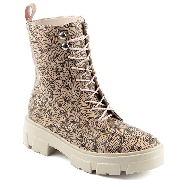 Bota Combat Vida Leve Style Rosa Estampado