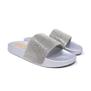 Sandalia Para Mujer Vida Leve Slides Plata