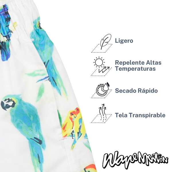 Traje De Baño Wave Motion Aves Tropicales Blanco