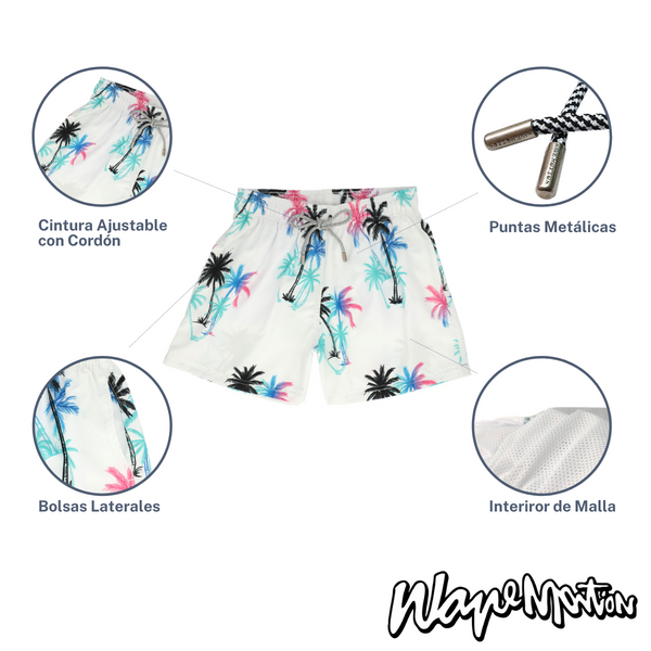 Traje De Baño WAVE Motion Palmeras Blanco
