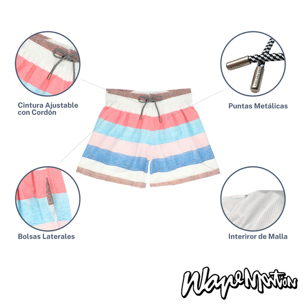 Traje De Baño WAVE Motion Rayas Multicolor Pastel