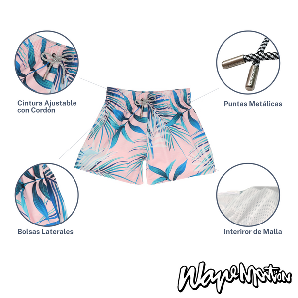 Traje De Baño WAVE Motion Hojas Tropicales Rosa