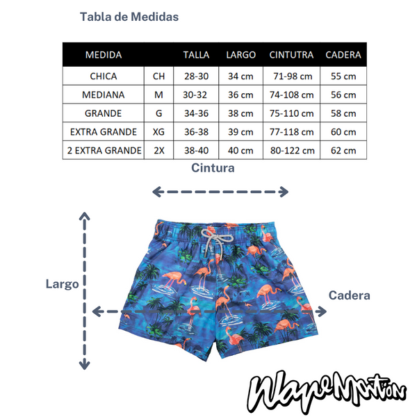 Traje De Baño Wave Motion Flamencos Azul Marino