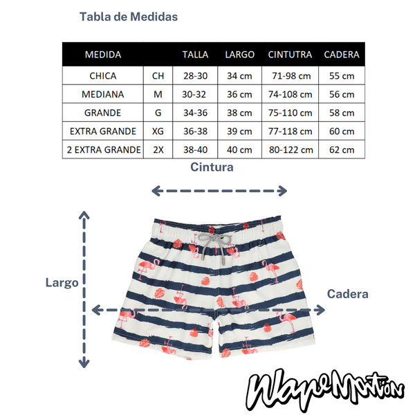 Traje De Baño WAVE Motion Flamencos Rayado Blanco
